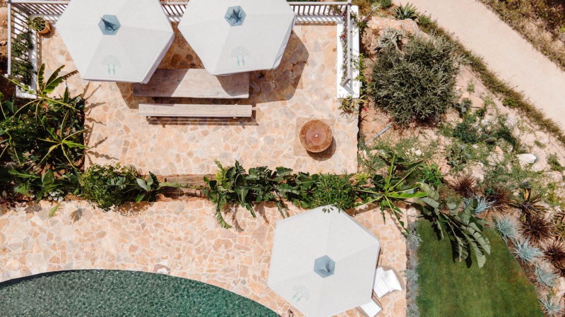 Design pool area, with super pool, San Lorenzo, Ibiza island, Spain, Balearics
