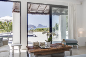 6 bedroom Mediterranean private villa with views to Es Vedra. Only 5mins walk from the beach