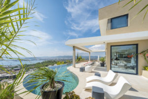 Stunning panoramic sea views from this 4 bedroom private villa in Can Pep Simo
