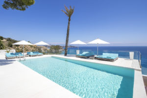 6 bedroom exclusive villa to rent in Es Cubells, with a direct sea access