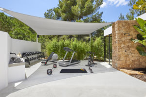 5 bedroom luxury villa with an outdoor gym, available for holiday rental in Ibiza.